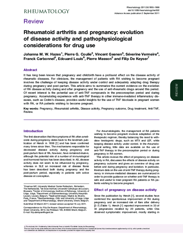 (PDF) Stopping bDMARDs at the beginning of pregnancy is associated with