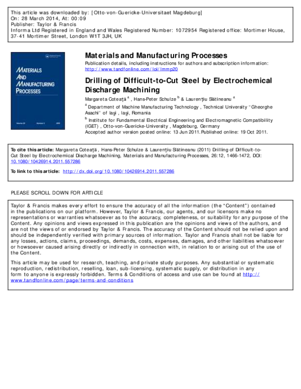 (PDF) Drilling of Difficult-to-Cut Steel by Electrochemical Discharge ...