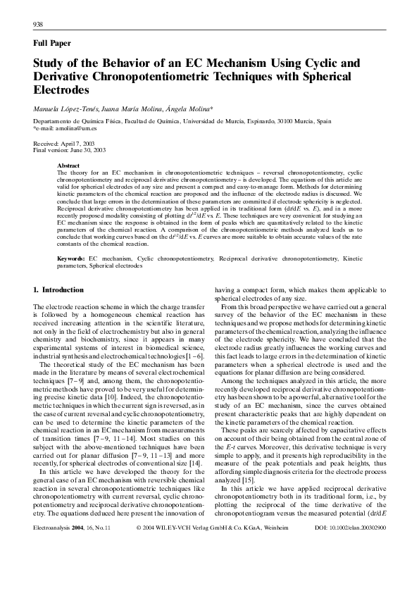 (PDF) Study of the Behavior of an EC Mechanism Using Cyclic and ...