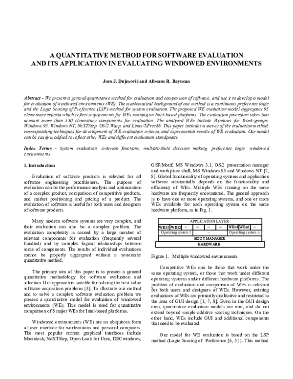 (PDF) A QUANTITATIVE METHOD FOR SOFTWARE EVALUATION AND ITS APPLICATION ...