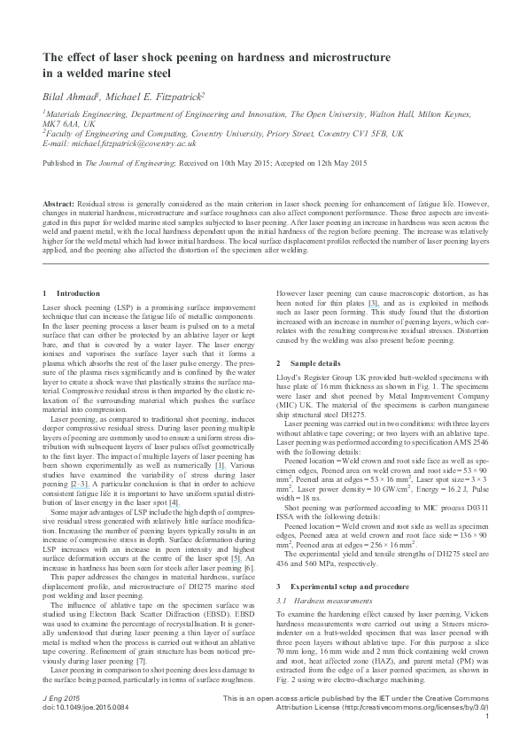 (PDF) The effect of laser shock peening on hardness and microstructure ...