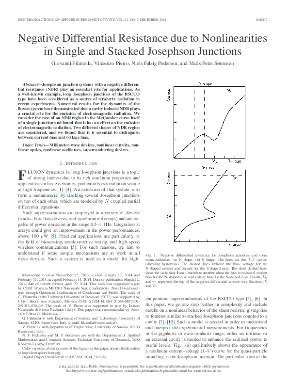 (PDF) Negative differential resistance in Josephson junctions coupled ...