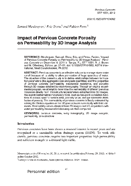 (PDF) Impact of Pervious Concrete Porosity on Permeability by 3D Image ...