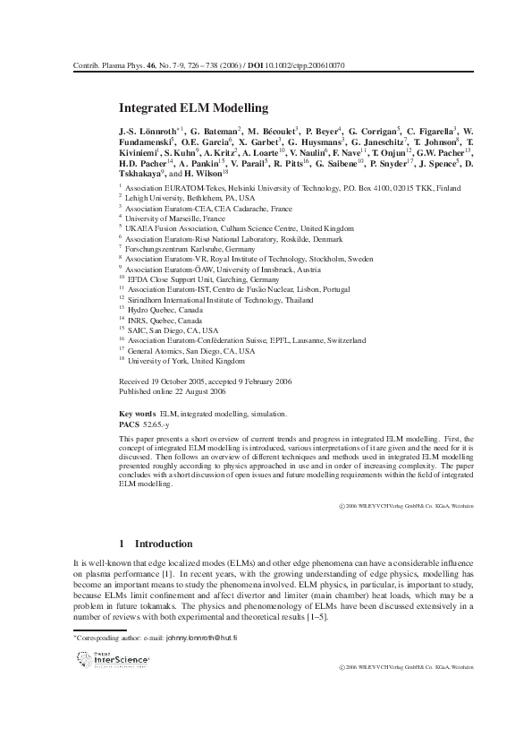 (PDF) Integrated ELM Modelling