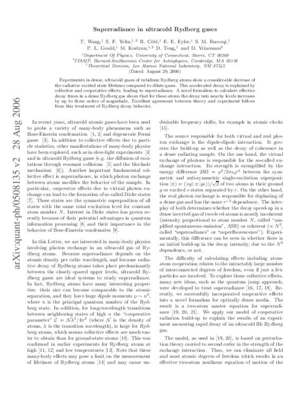 (PDF) Superradiance in ultracold Rydberg gases