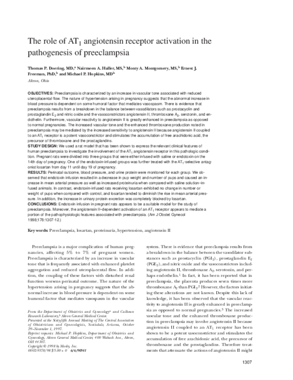 (PDF) The role of AT1 angiotensin receptor activation in the ...