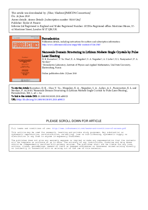 (PDF) Nanoscale Domain Structuring in Lithium Niobate Single Crystals ...