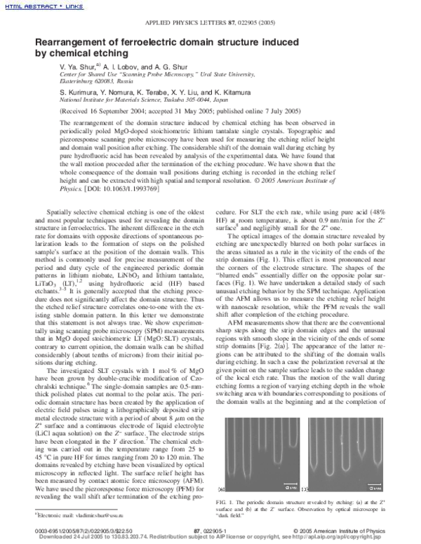(PDF) Rearrangement of ferroelectric domain structure induced by ...