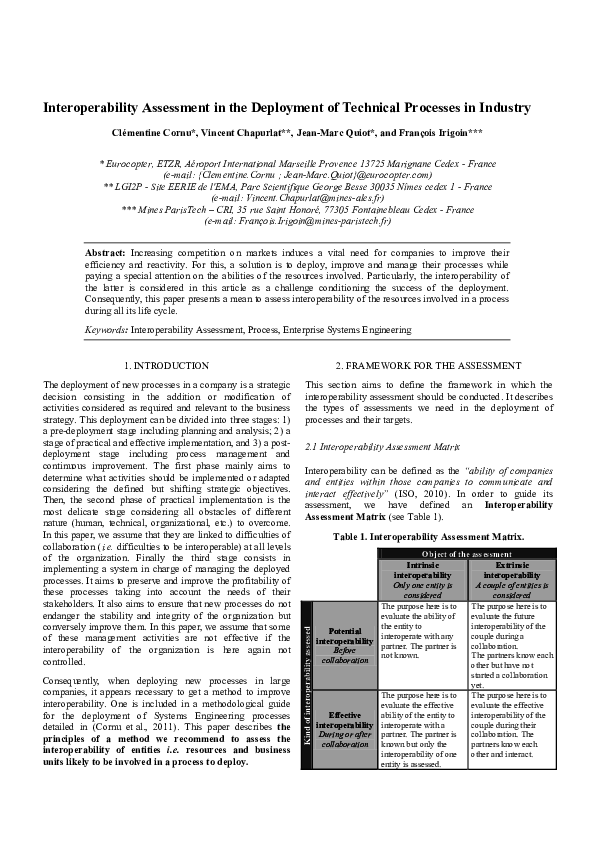 (PDF) Interoperability Assessment in the Deployment of Technical ...