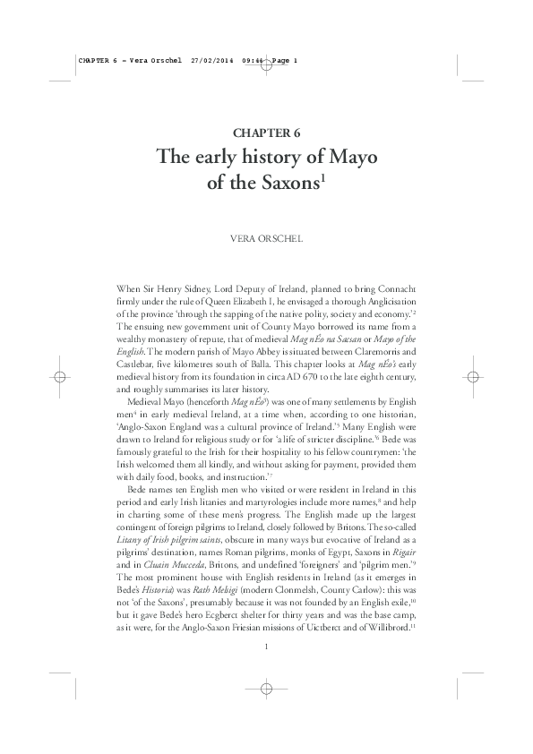 (PDF) The early history of Mayo of the Saxons