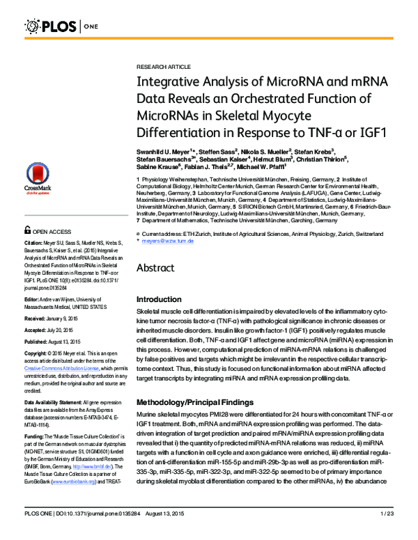 (PDF) Integrative Analysis of MicroRNA and mRNA Data Reveals an ...