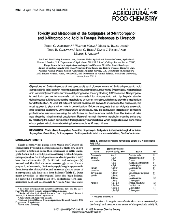 (PDF) Toxicity and Metabolism of the Conjugates of 3-Nitropropanol and ...