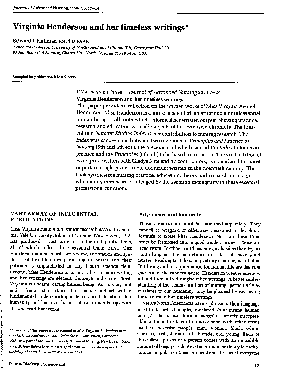 How is virginia henderson's theory used today? image