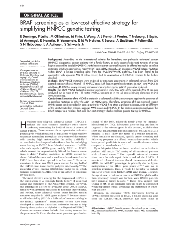 (PDF) BRAF screening as a low-cost effective strategy for simplifying ...