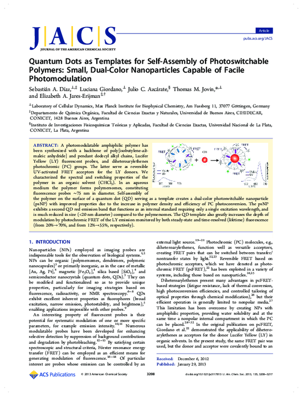 Quantum Dots as Templates for Self-Assembly of Photoswitchable Polymers ...