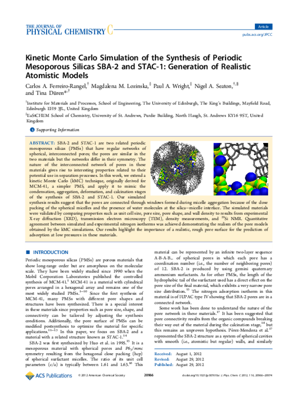 (PDF) Kinetic Monte Carlo Simulation of the Synthesis of Periodic ...