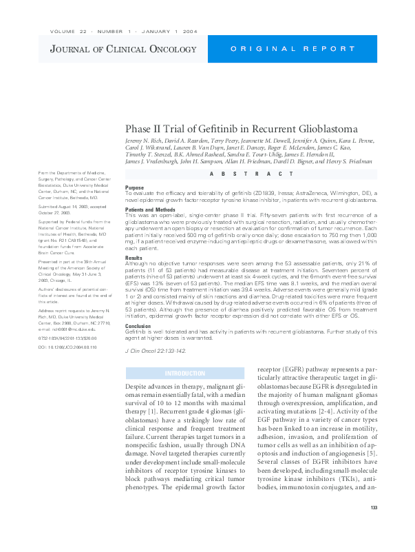 (PDF) Phase II Trial of Gefitinib in Recurrent Glioblastoma