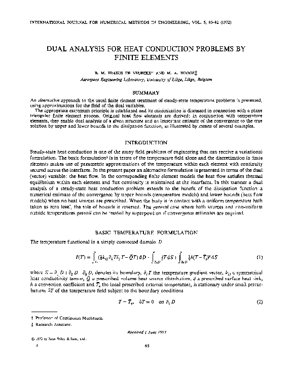 (PDF) Dual analysis for heat conduction problems by finite elements