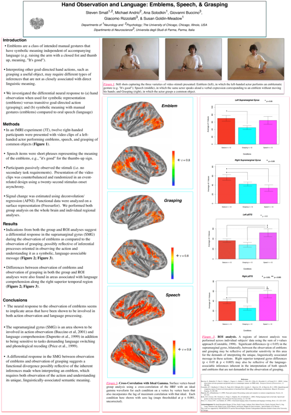 (PDF) Hand Observation and Language: Emblems, Speech, & Grasping
