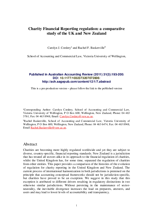  PDF Charity Financial Reporting Regulation A Comparative Study Of 