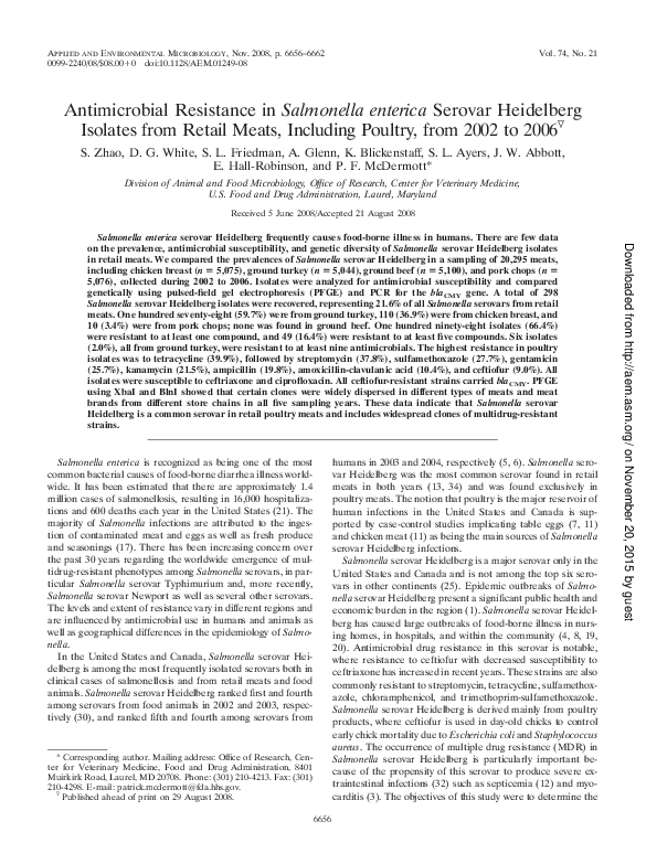 (PDF) Antimicrobial Resistance in Salmonella enterica Serovar ...