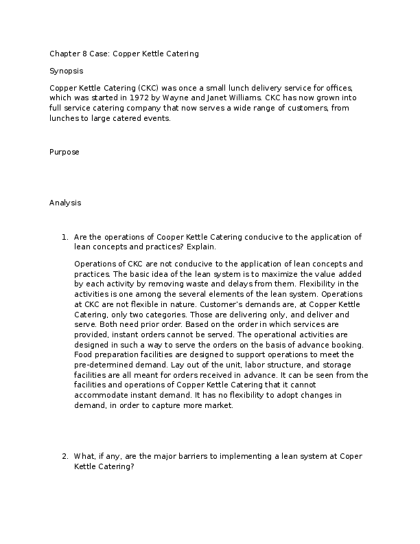 Copper kettle catering case study answer 08 image