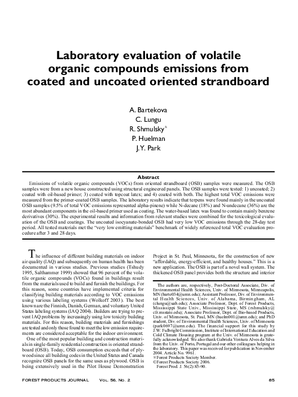 (PDF) Laboratory evaluation of volatile organic compounds emissions ...