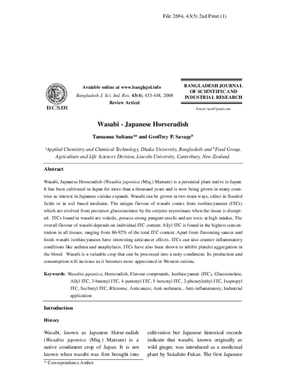(PDF) Wasabi Japanese Horseradish Geoffrey Savage Academia.edu