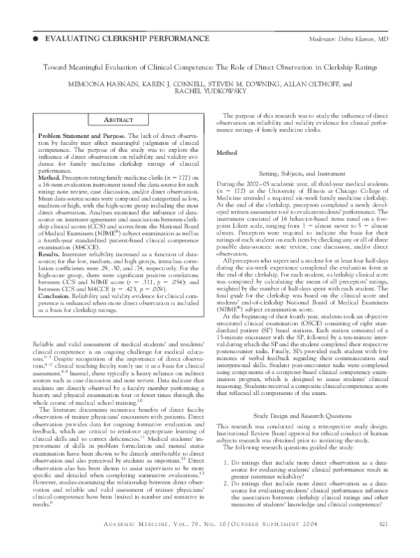 Examples of clinical experience picture