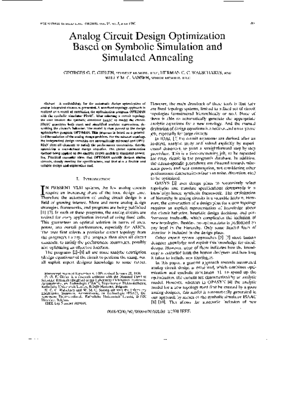 (PDF) Analog circuit design optimization based on symbolic simulation ...