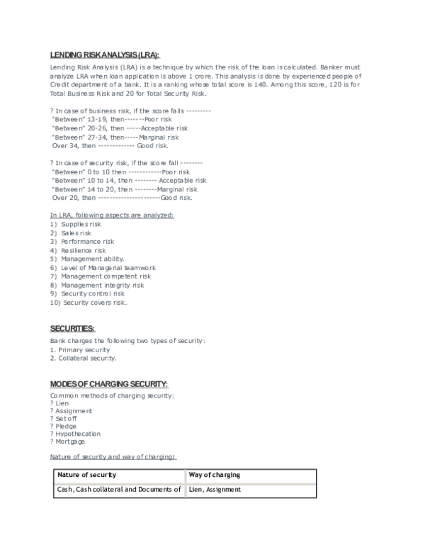 (DOC) LENDING RISK ANALYSIS