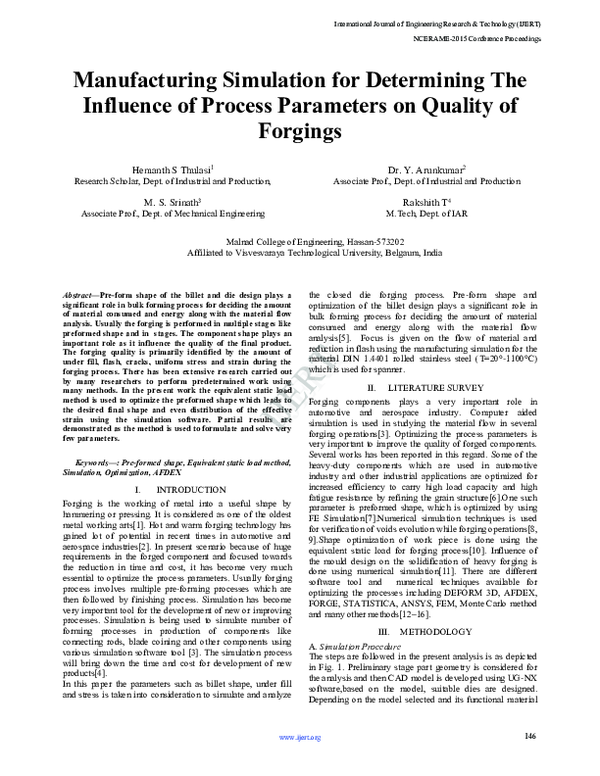 (PDF) Manufacturing Simulation for determining the influence of process ...