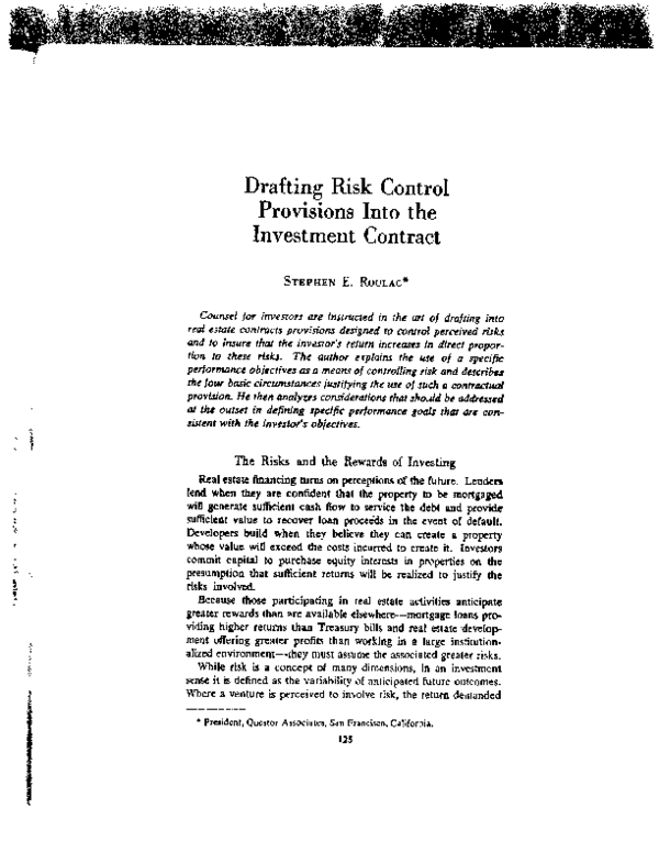 (PDF) Drafting Risk Control