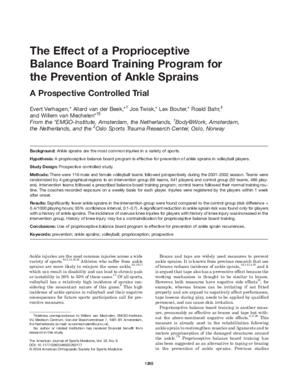 (PDF) The Effect of a Proprioceptive Balance Board Training Program for ...