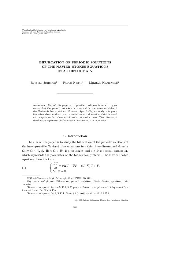 (PDF) Bifurcation of periodic solutions of the Navier-Stokes equation ...