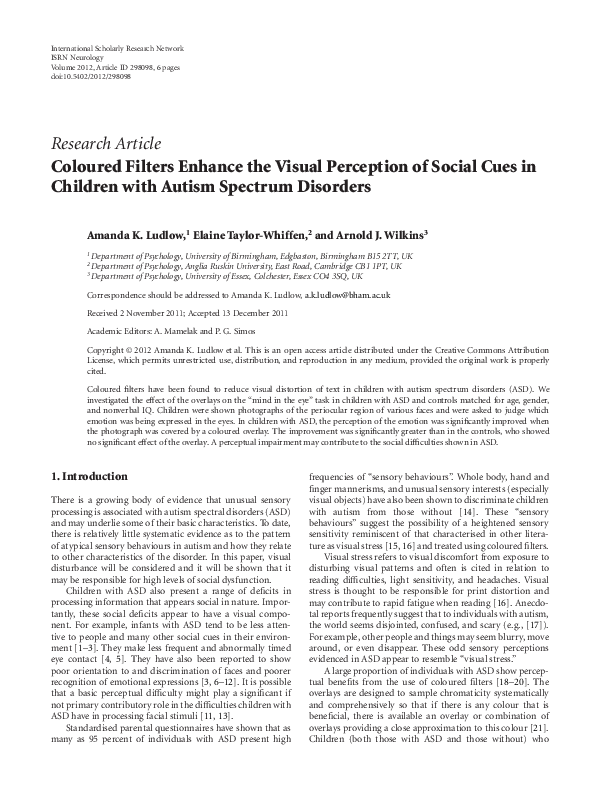 (PDF) Coloured filters enhance the visual perception of social cues in ...