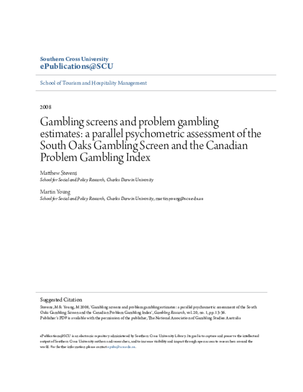 (PDF) Gambling screens and problem gambling estimates: A parallel ...