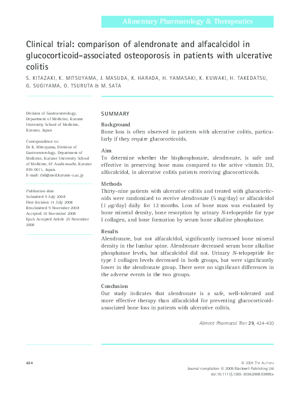 (PDF) Clinical trial: comparison of alendronate and alfacalcidol in ...