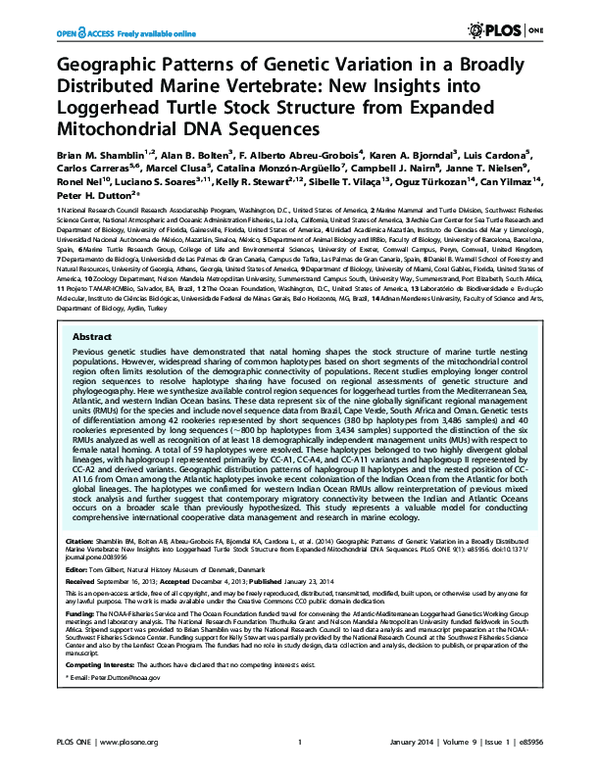 (PDF) Geographic patterns of genetic variation in a broadly distributed ...