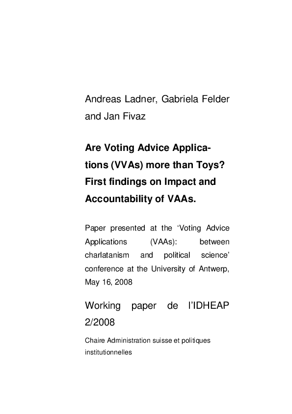 Are Voting Advice Applications (VAAs) more than Toys