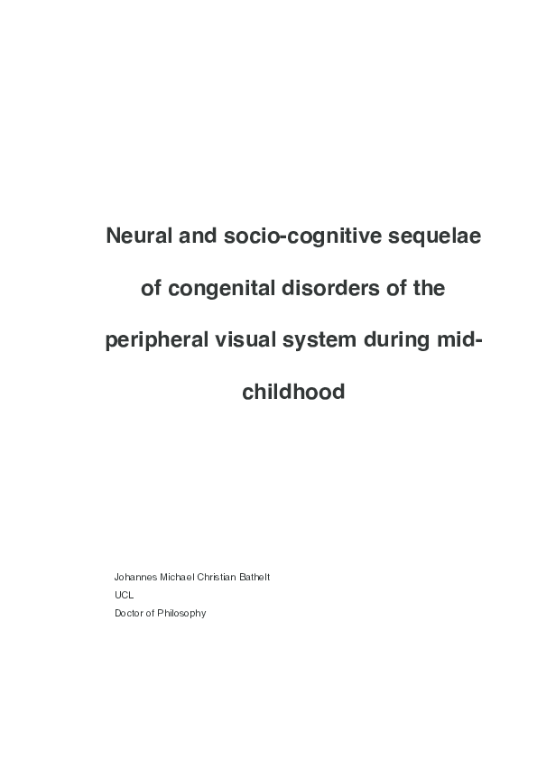 Pdf Neural And Socio Cognitive Sequelae Of Congenital Disorders