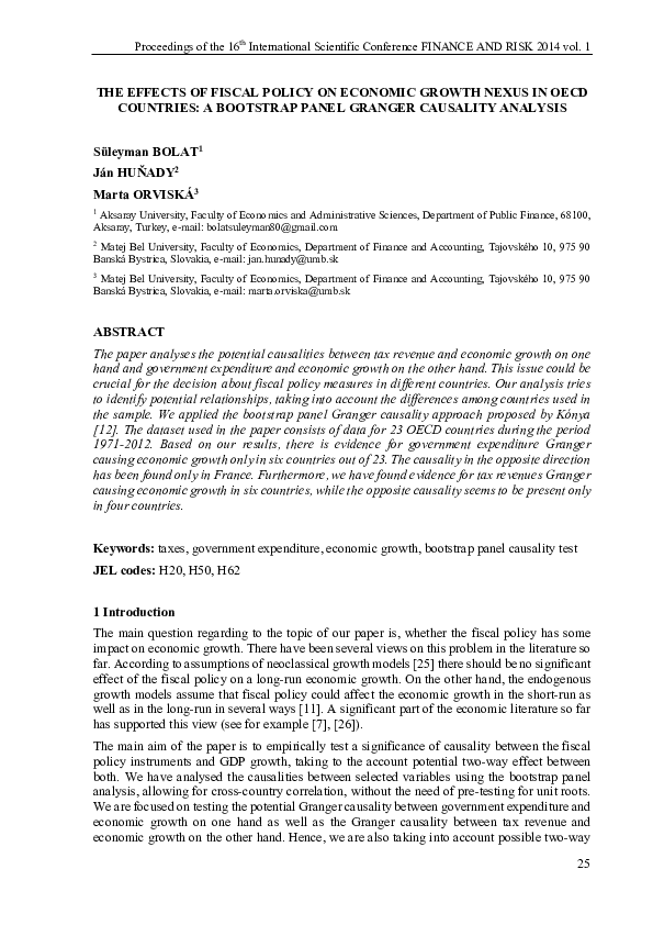 (PDF) The Effects of Fiscal Policy on Economic Growth Nexus in OECD ...