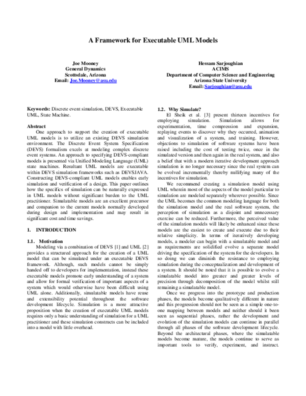 (PDF) A framework for executable UML models