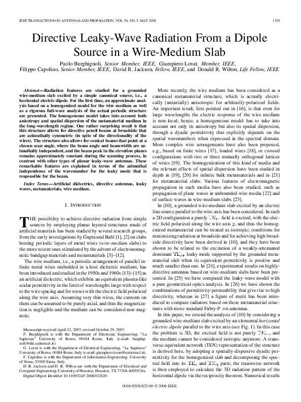 (PDF) Directive leaky-wave radiation from a dipole source in a wire ...