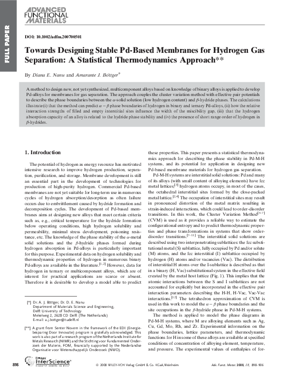 (PDF) Towards Designing Stable Pd-Based Membranes for Hydrogen Gas ...