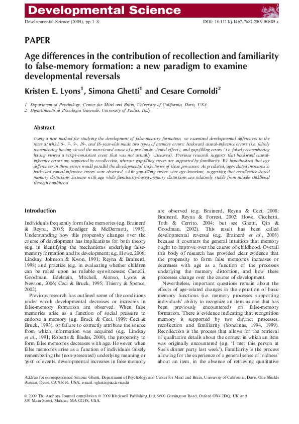 (PDF) Age differences in the contribution of recollection and ...