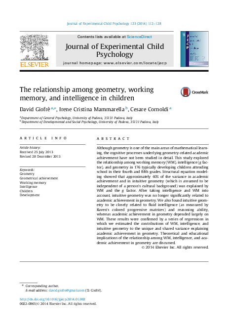 (PDF) The relationship among geometry, working memory, and intelligence ...
