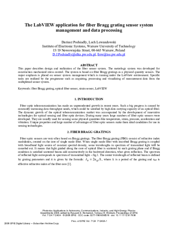 (PDF) The LabVIEW application for fiber Bragg grating sensor system ...