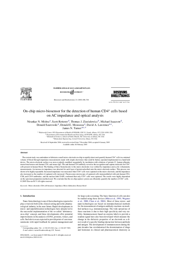 (PDF) On-chip micro-biosensor for the detection of human CD4+ cells ...