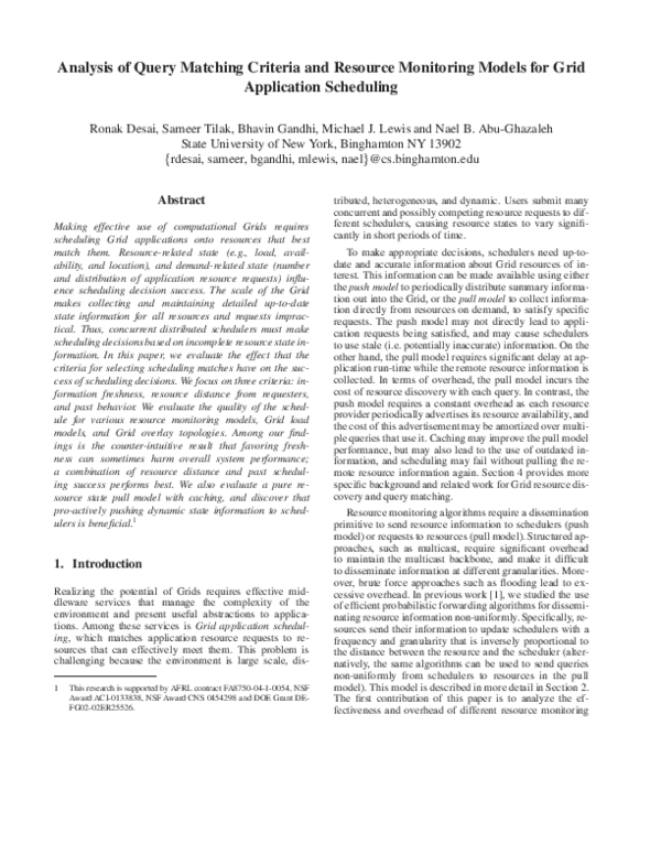 (PDF) Analysis of query matching criteria and resource monitoring ...